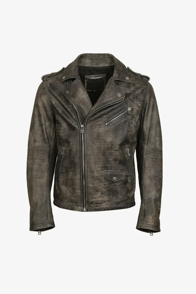 Aldgate Distressed Biker Jacket – Distressed Brown – view 1