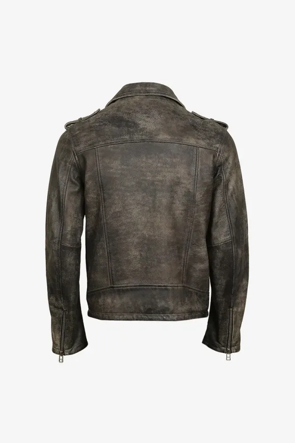 Aldgate Distressed Biker Jacket – Distressed Brown – view 2