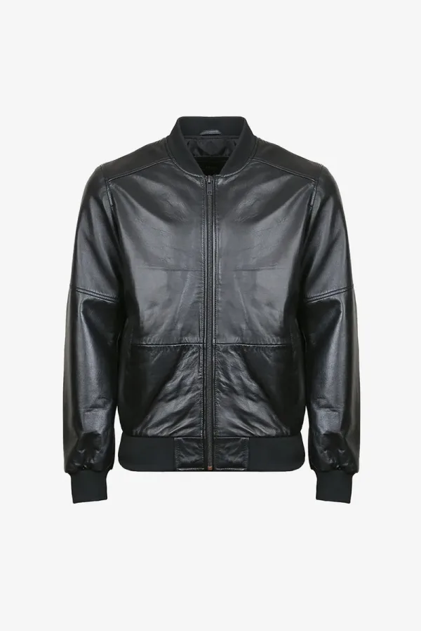 Archway Ribbed Bomber Jacket – Black – view 1