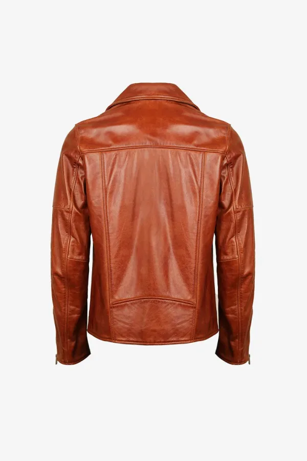 Barnes Asymmetric Biker Jacket – Burnt Orange – view 2