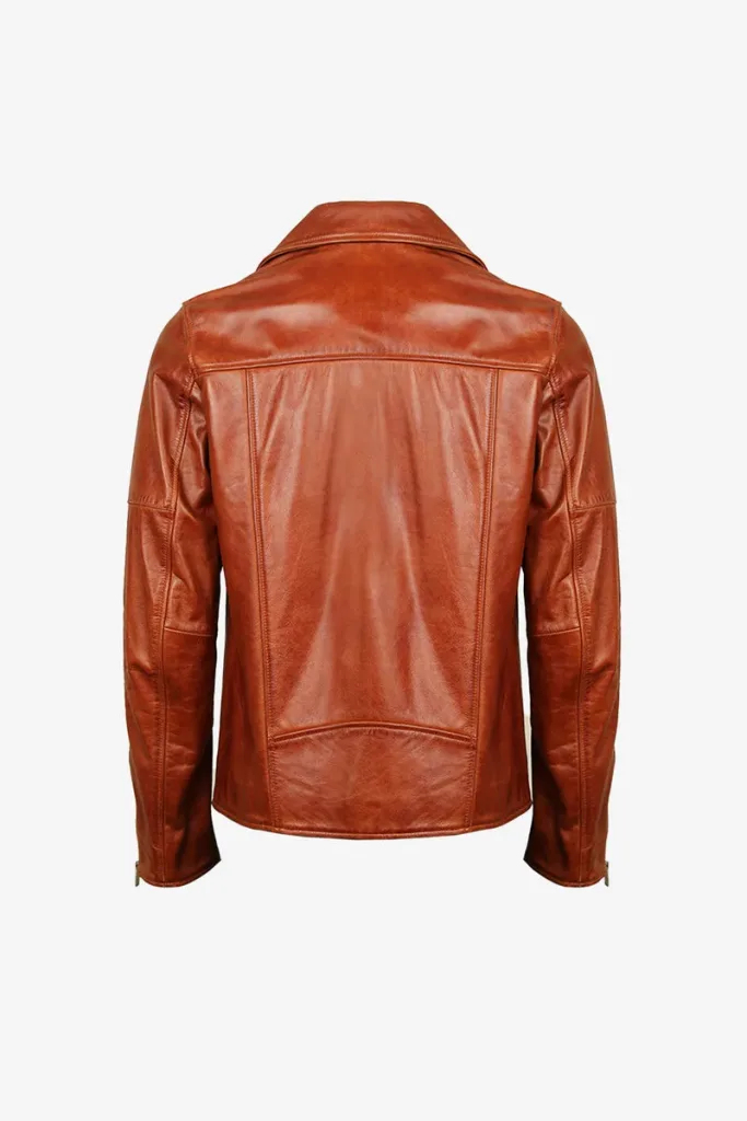 Barnes Asymmetric Biker Jacket – Burnt Orange – view 2
