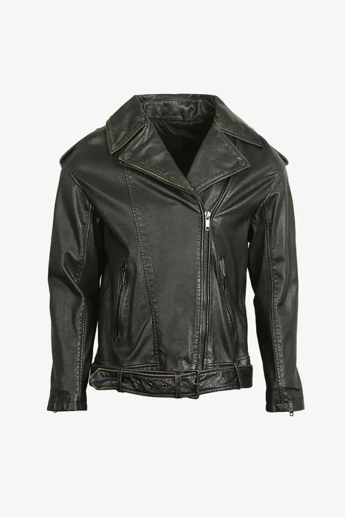 Battersea Belted Biker Jacket – Black – view 1