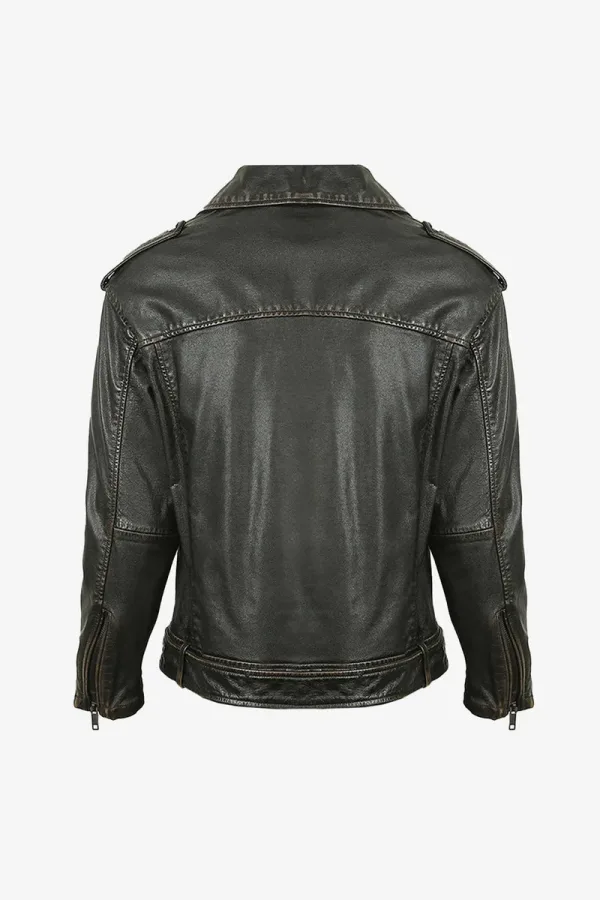 Battersea Belted Biker Jacket – Black – view 2