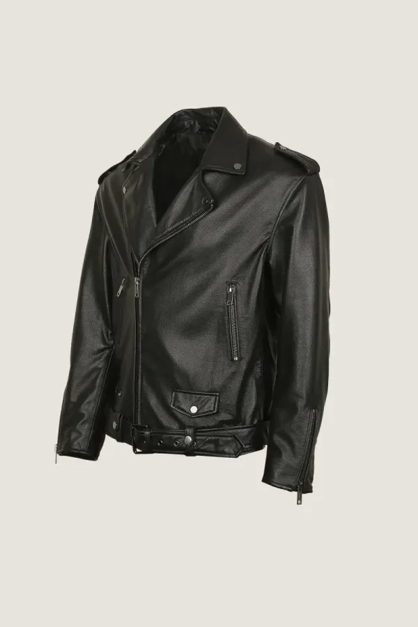 Camden Leather Biker Jacket – Black – view 2
