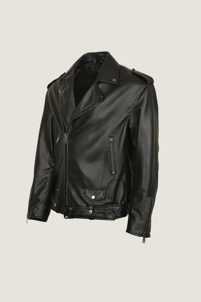 Camden Leather Biker Jacket – Black – view 2