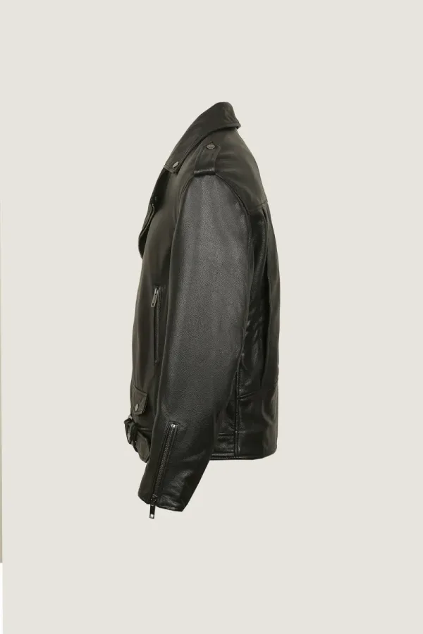 Camden Leather Biker Jacket – Black – view 3
