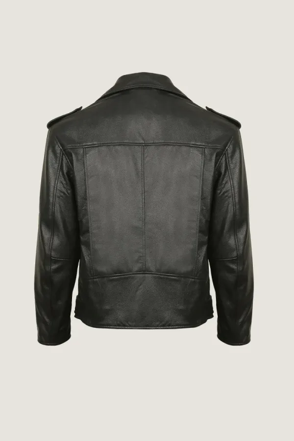 Camden Leather Biker Jacket – Black – view 4