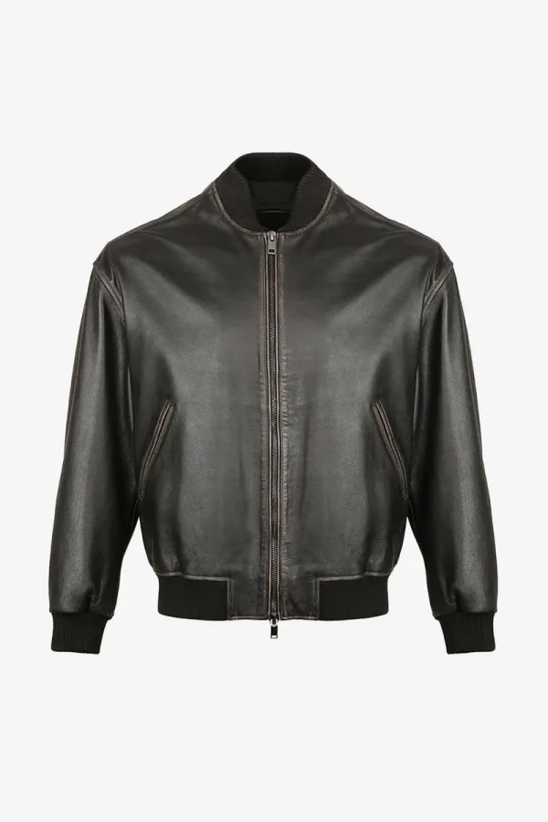 Canary Ribbed Bomber Jacket – Black – view 1