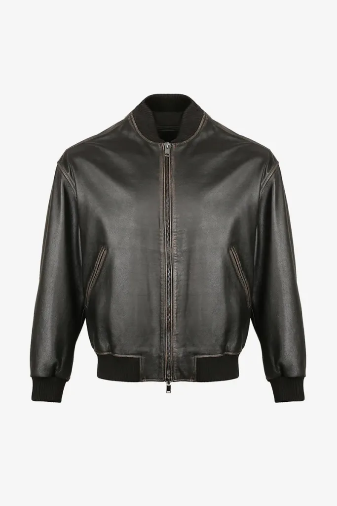 Canary Ribbed Bomber Jacket – Black – view 1