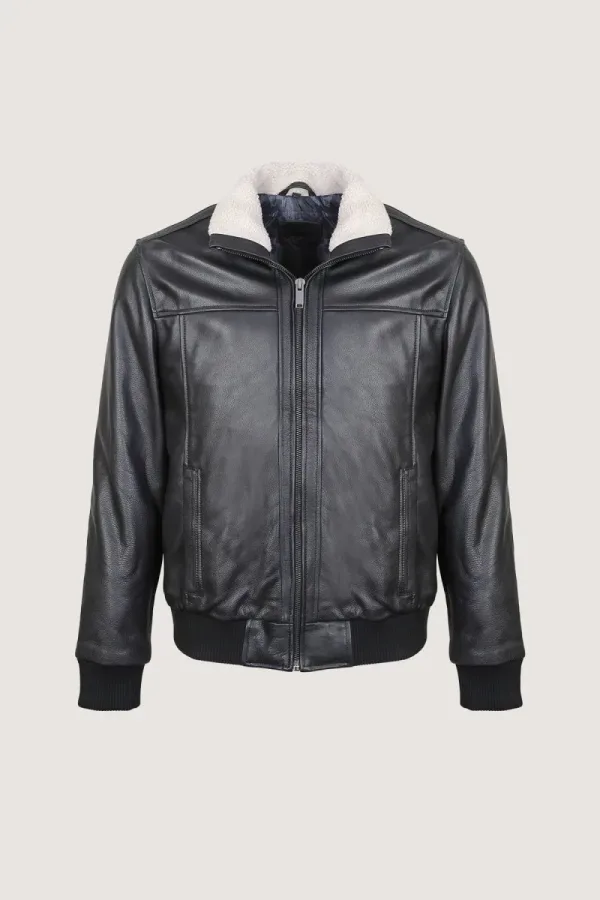 Chelsea Aviator Leather Jacket – Black – view 1