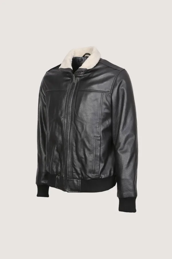 Chelsea Aviator Leather Jacket – Black – view 2
