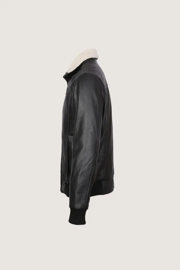 Chelsea Aviator Leather Jacket – Black – view 3