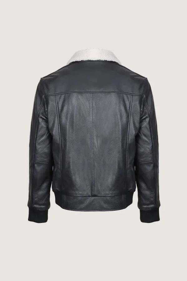 Chelsea Aviator Leather Jacket – Black – view 4