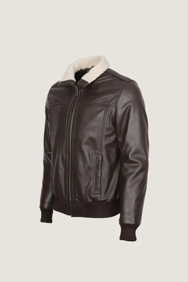 Chelsea Aviator Leather Jacket – Chocolate Brown – view 2