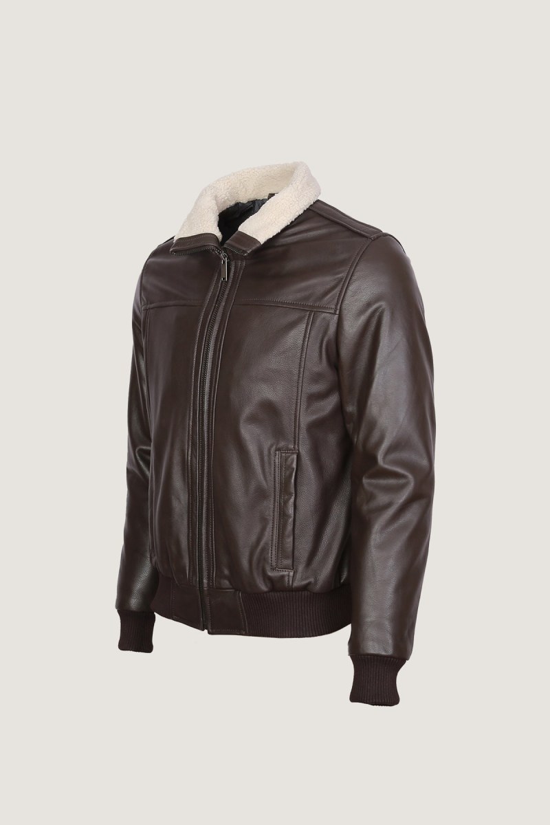 Chelsea Aviator Leather Jacket – Chocolate Brown – view 2