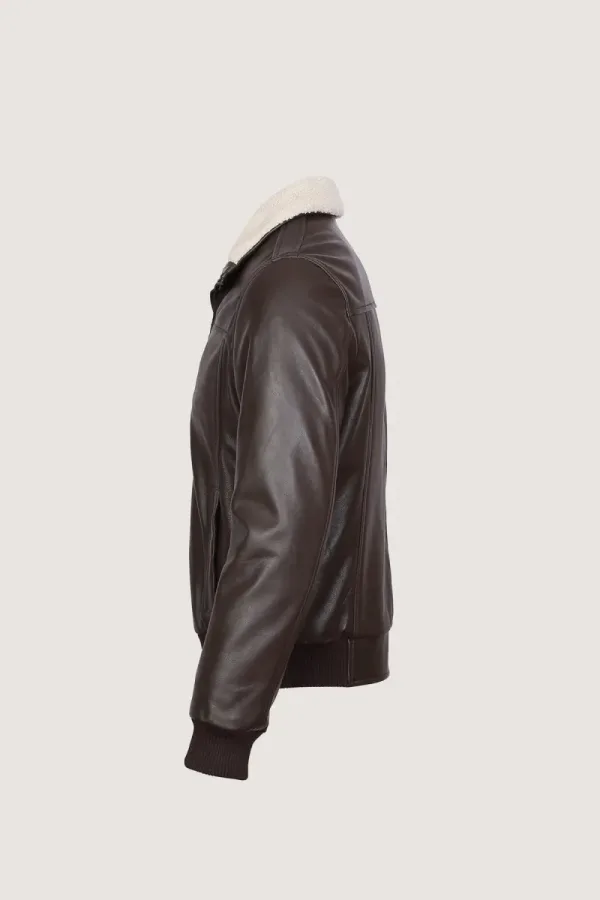 Chelsea Aviator Leather Jacket – Chocolate Brown – view 3