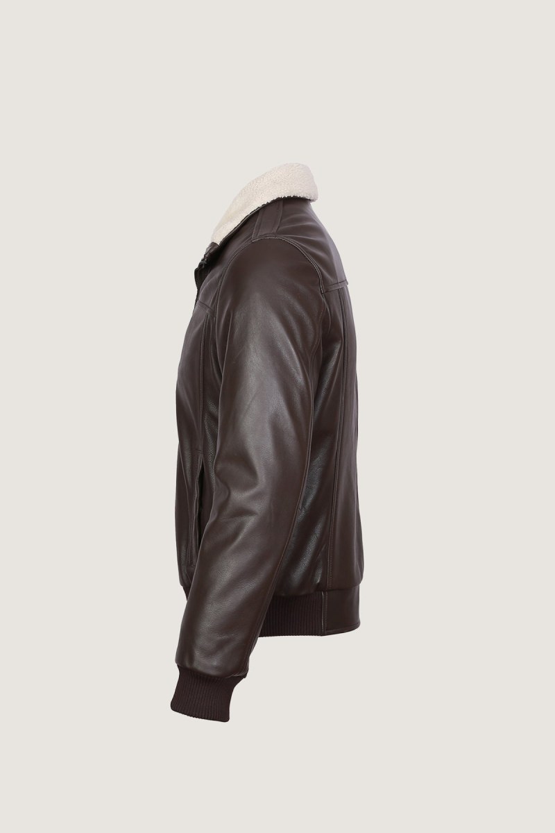 Chelsea Aviator Leather Jacket – Chocolate Brown – view 3