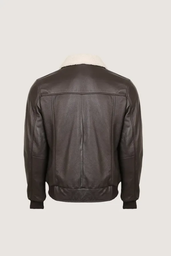 Chelsea Aviator Leather Jacket – Chocolate Brown – view 4