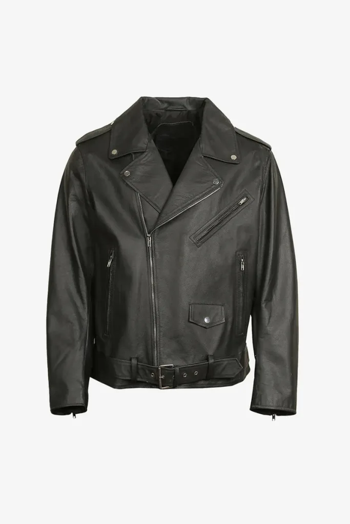 Clapham Belted Biker Jacket – Black – view 1