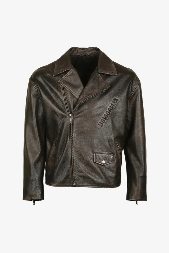 Clerkenwell Asymmetric Biker Jacket – Dark Brown – view 1
