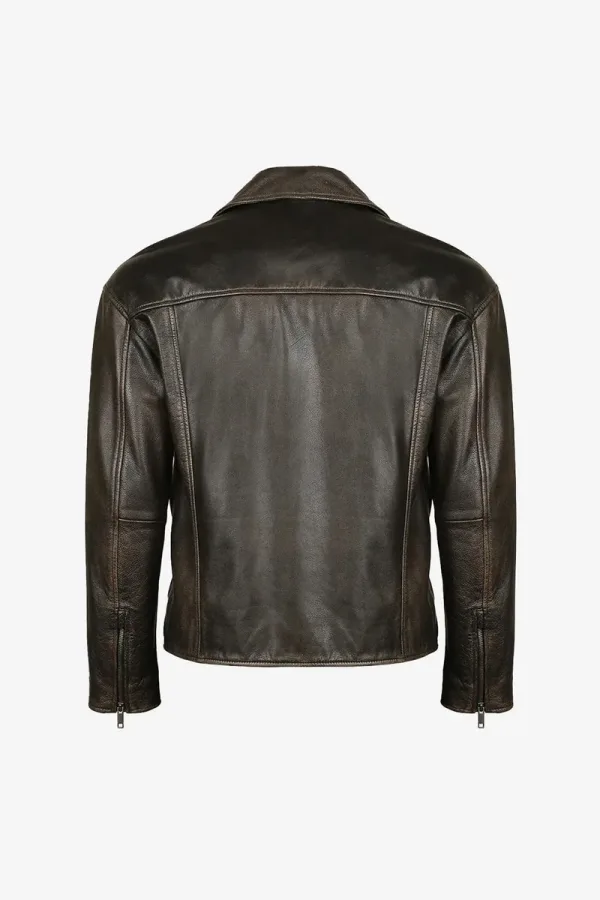 Clerkenwell Asymmetric Biker Jacket – Dark Brown – view 2