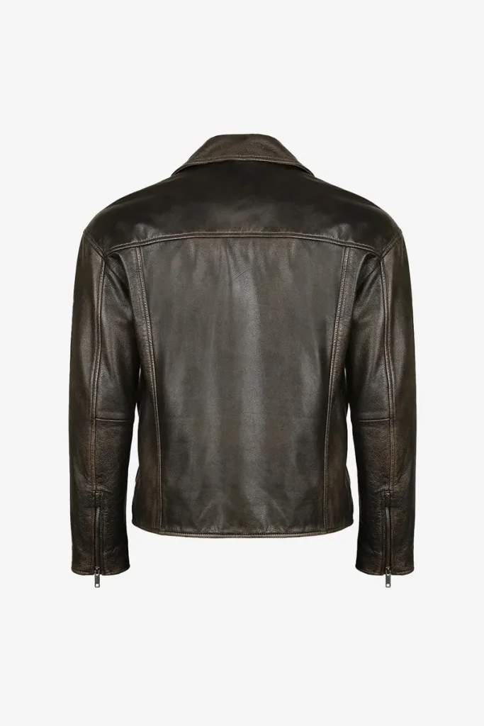 Clerkenwell Asymmetric Biker Jacket – Dark Brown – view 2