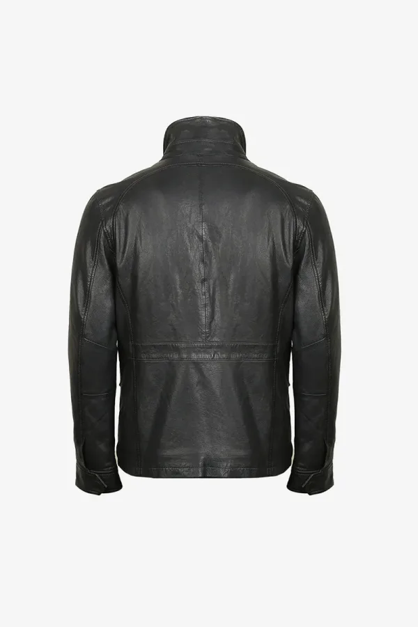 Finsbury Utility Leather Jacket – Black – view 2