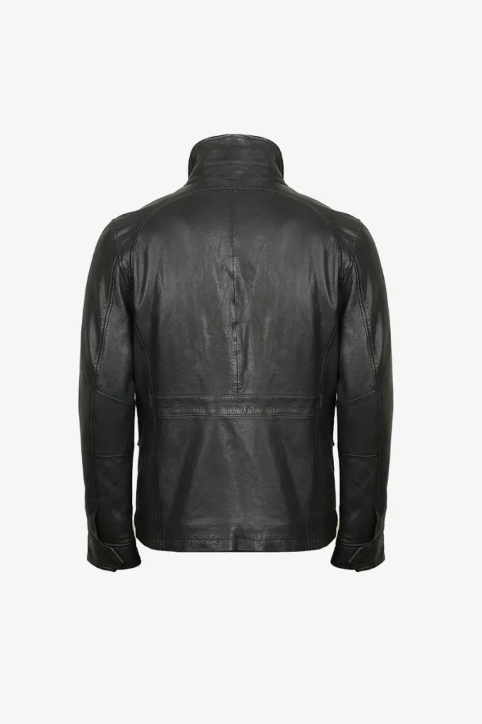 Finsbury Utility Leather Jacket – Black – view 2