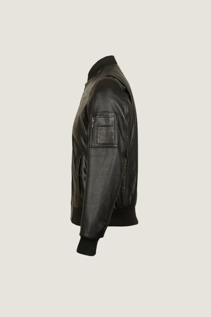 Greenwich Classic Leather Bomber Jacket – Black – view 3