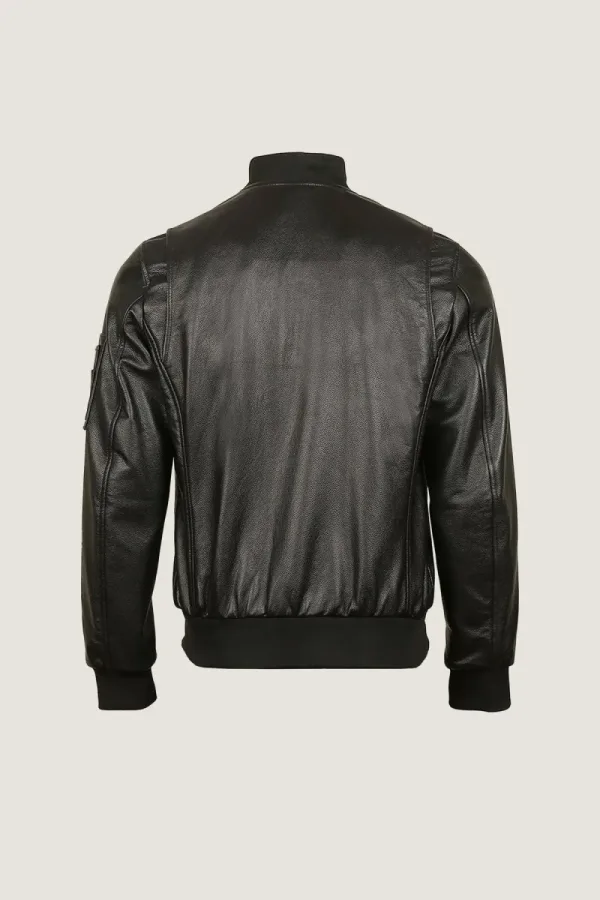 Greenwich Classic Leather Bomber Jacket – Black – view 4
