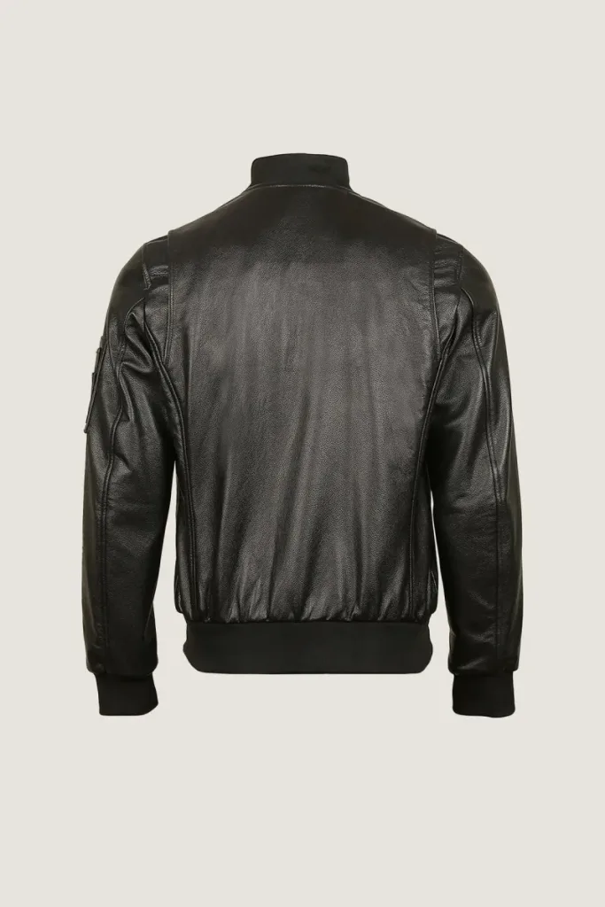 Greenwich Classic Leather Bomber Jacket – Black – view 4