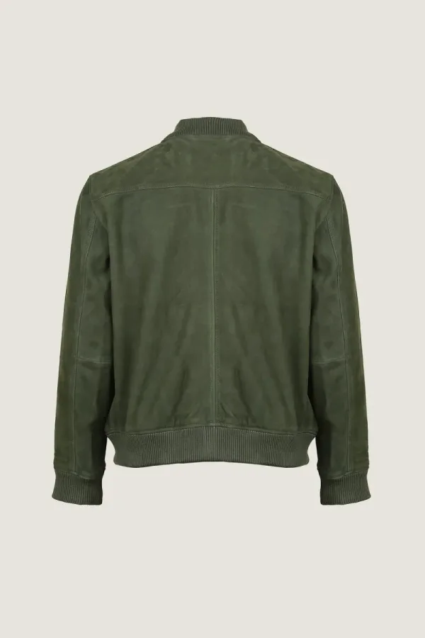 Hampstead Suede Bomber Jacket – Olive – view 4