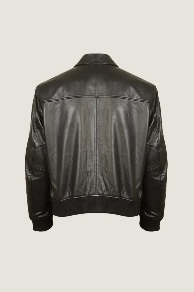 Islington Ribbed Leather Flight Jacket – Black – view 4