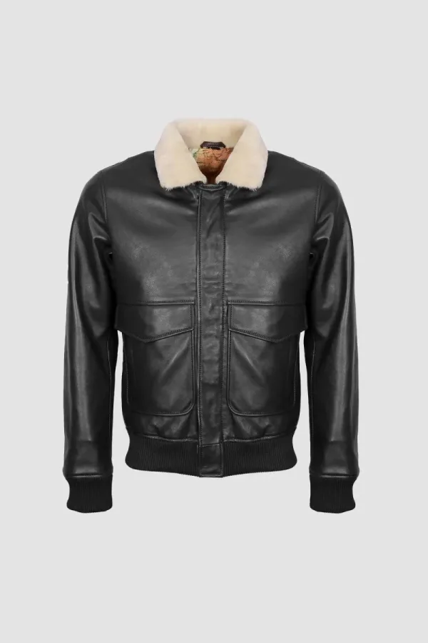 Kensington Fur-Collar Flight Jacket – Black – view 1