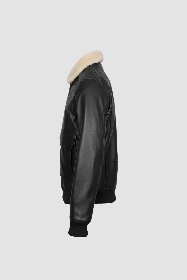 Kensington Fur-Collar Flight Jacket – Black – view 3