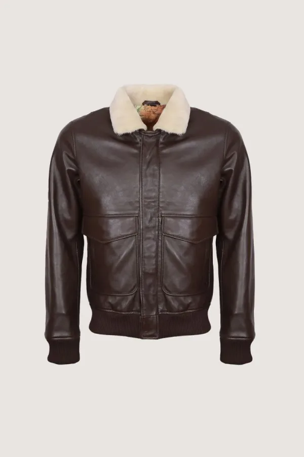 Kensington Fur-Collar Flight Jacket – Chocolate Brown – view 1