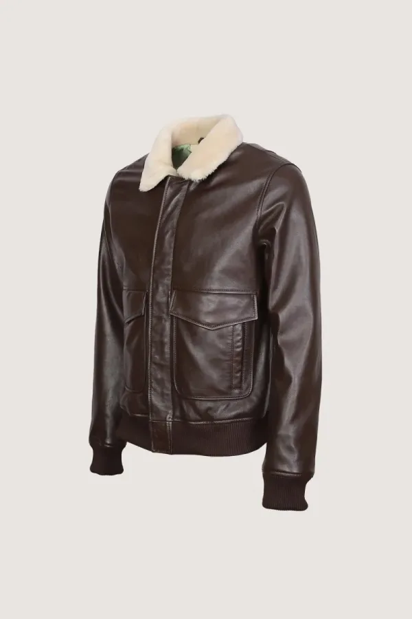 Kensington Fur-Collar Flight Jacket – Chocolate Brown – view 2