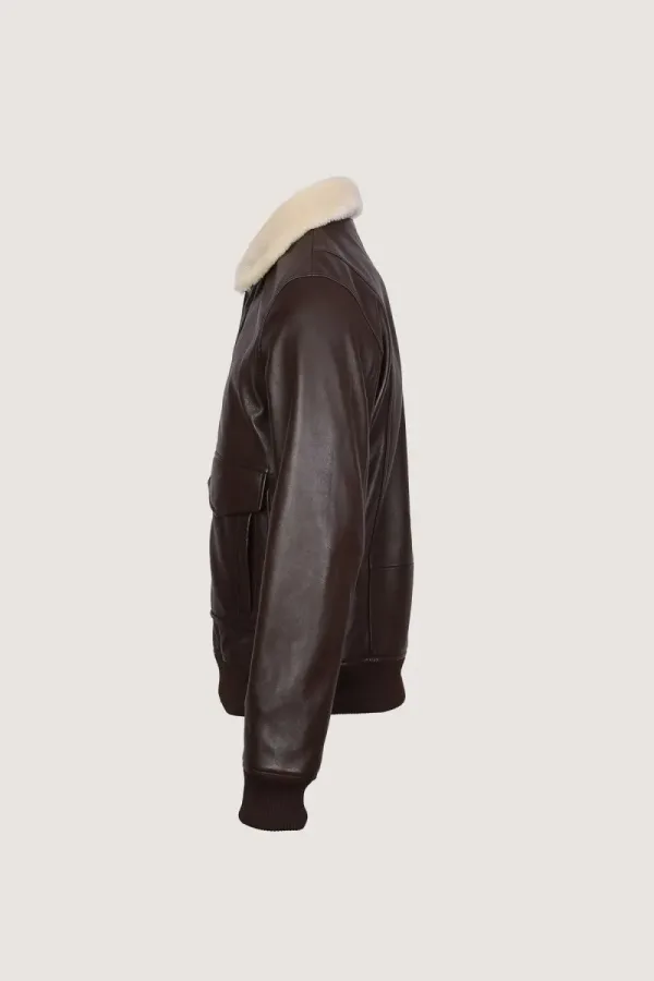 Kensington Fur-Collar Flight Jacket – Chocolate Brown – view 3