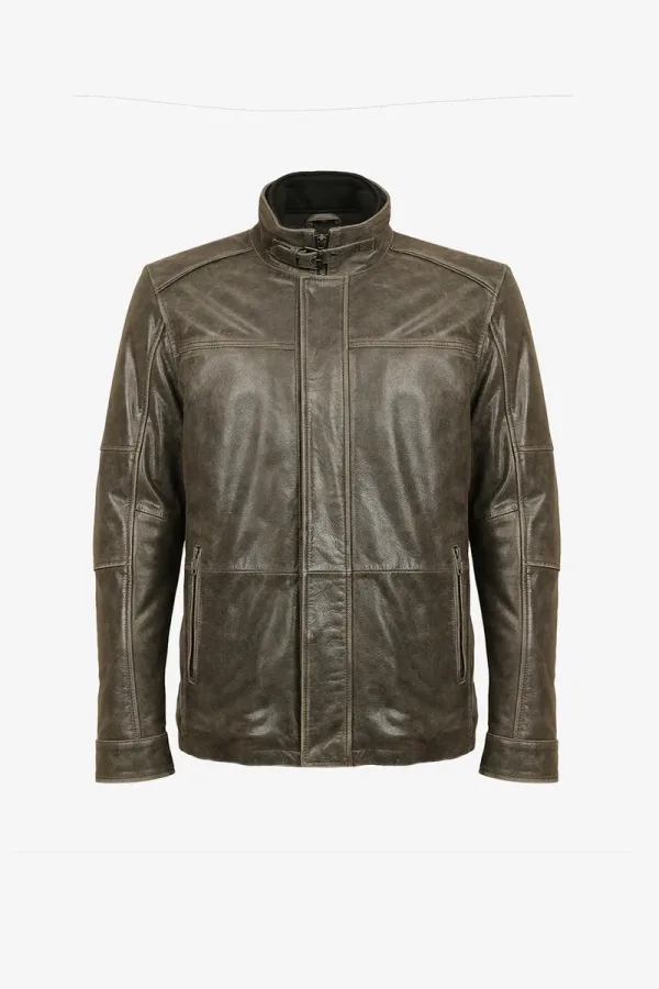Kew Leather Jacket – Weathered Brown – view 1