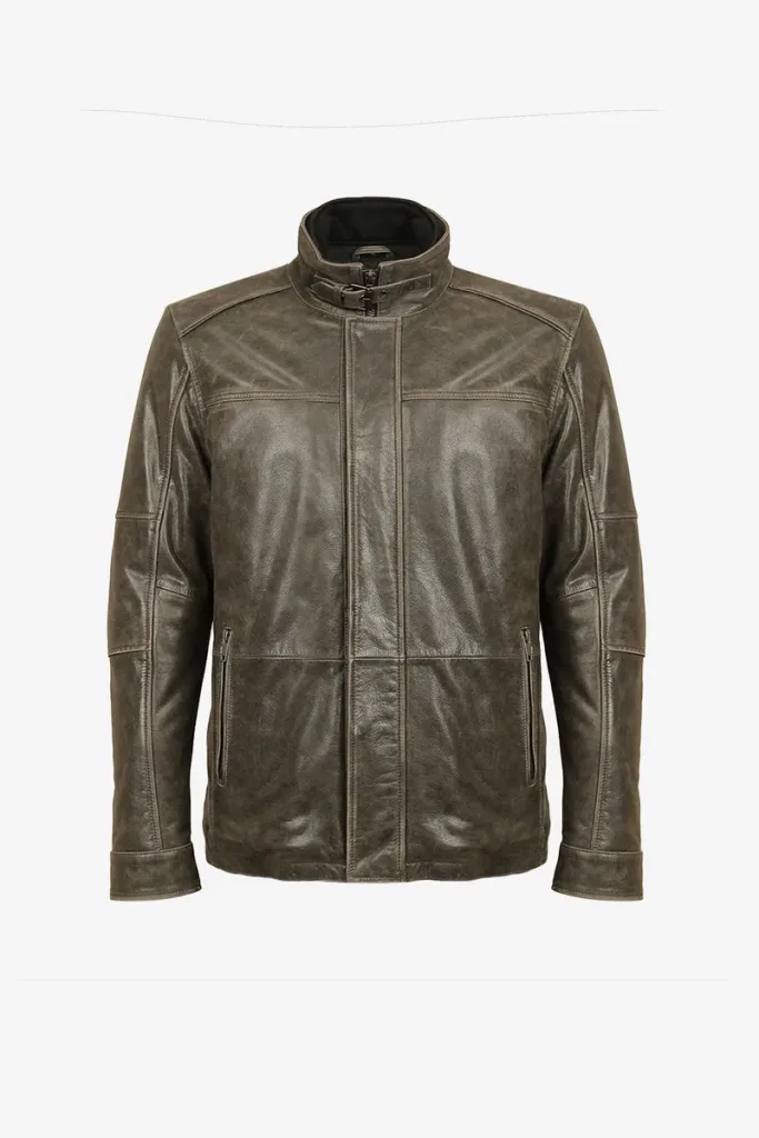 Kew Leather Jacket – Weathered Brown – view 1