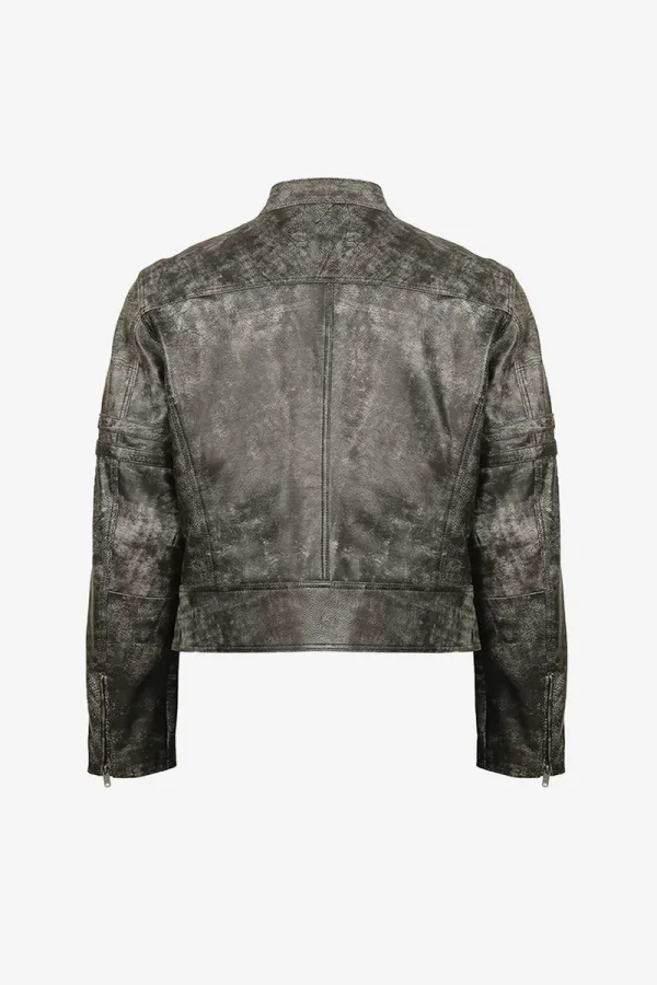 Lewisham Distressed Cafe Racer Jacket – Charcoal – view 2