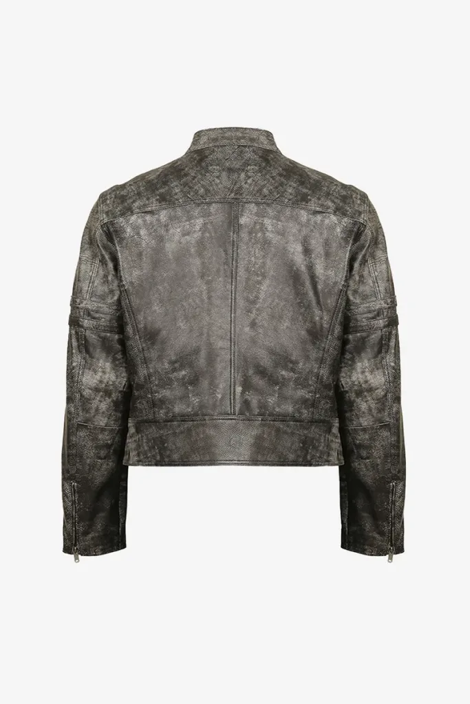 Lewisham Distressed Cafe Racer Jacket – Charcoal – view 2