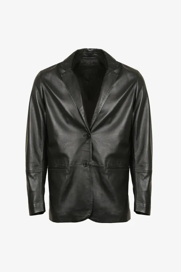 Maida Leather Blazer – Black – view 1