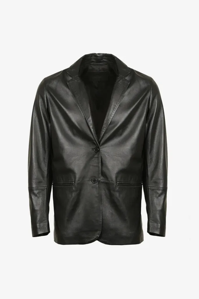 Maida Leather Blazer – Black – view 1
