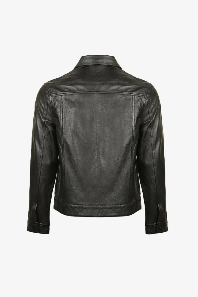 Marlow Utility Leather Shirt Jacket – Black – view 2
