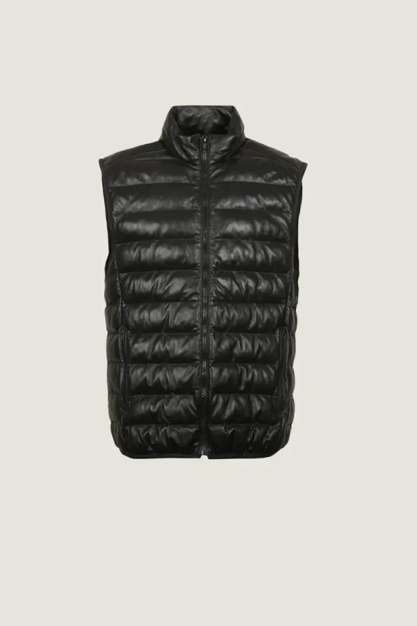 Marylebone Quilted Leather Gilet – Black – view 1
