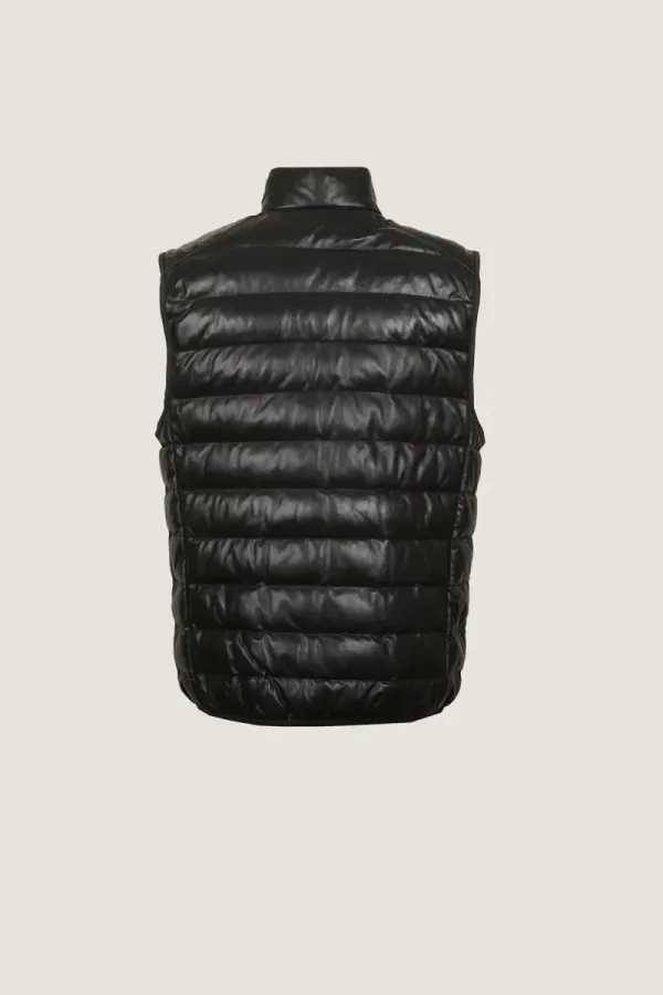 Marylebone Quilted Leather Gilet – Black – view 4