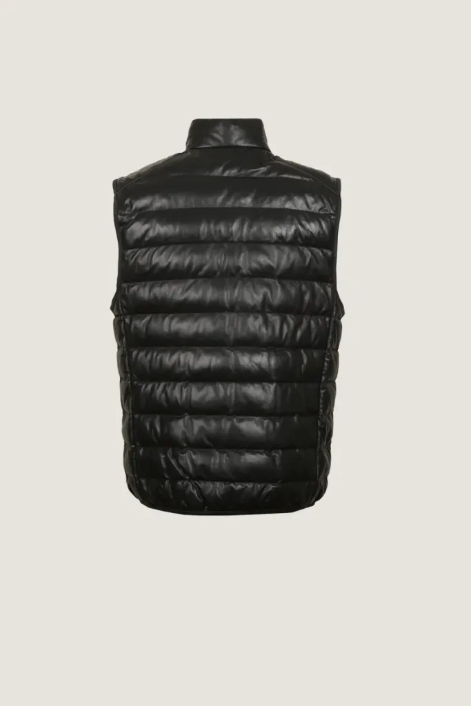 Marylebone Quilted Leather Gilet – Black – view 4