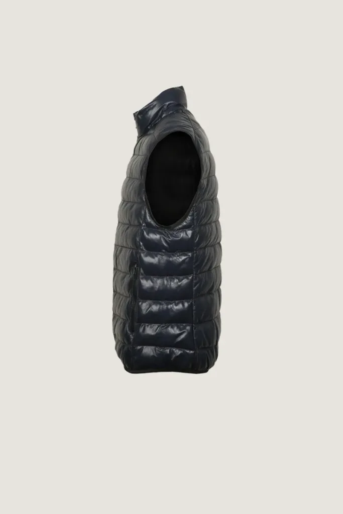 Marylebone Quilted Leather Gilet – Navy – view 3