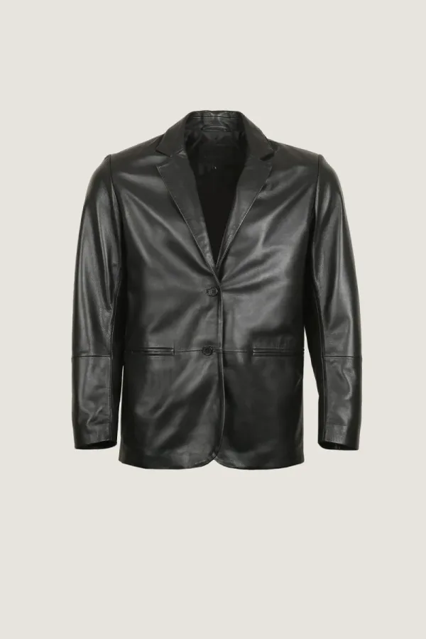 Mayfair Tailored Leather Blazer – Black – view 1